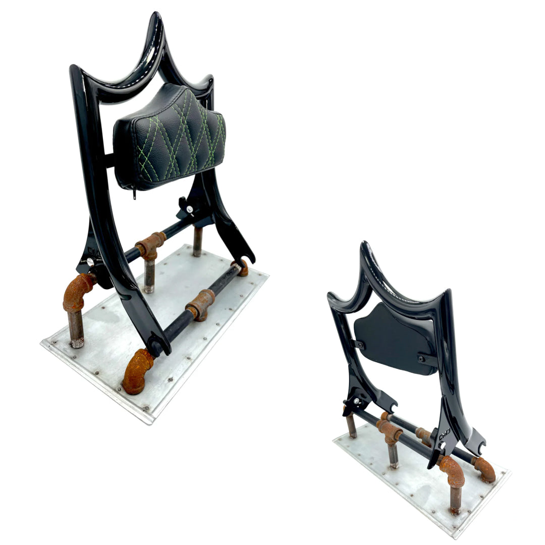 El Rey Backrest | 2009-2023 Classic | Gloss Black Yellow Double Diamond | CMC Motorsports