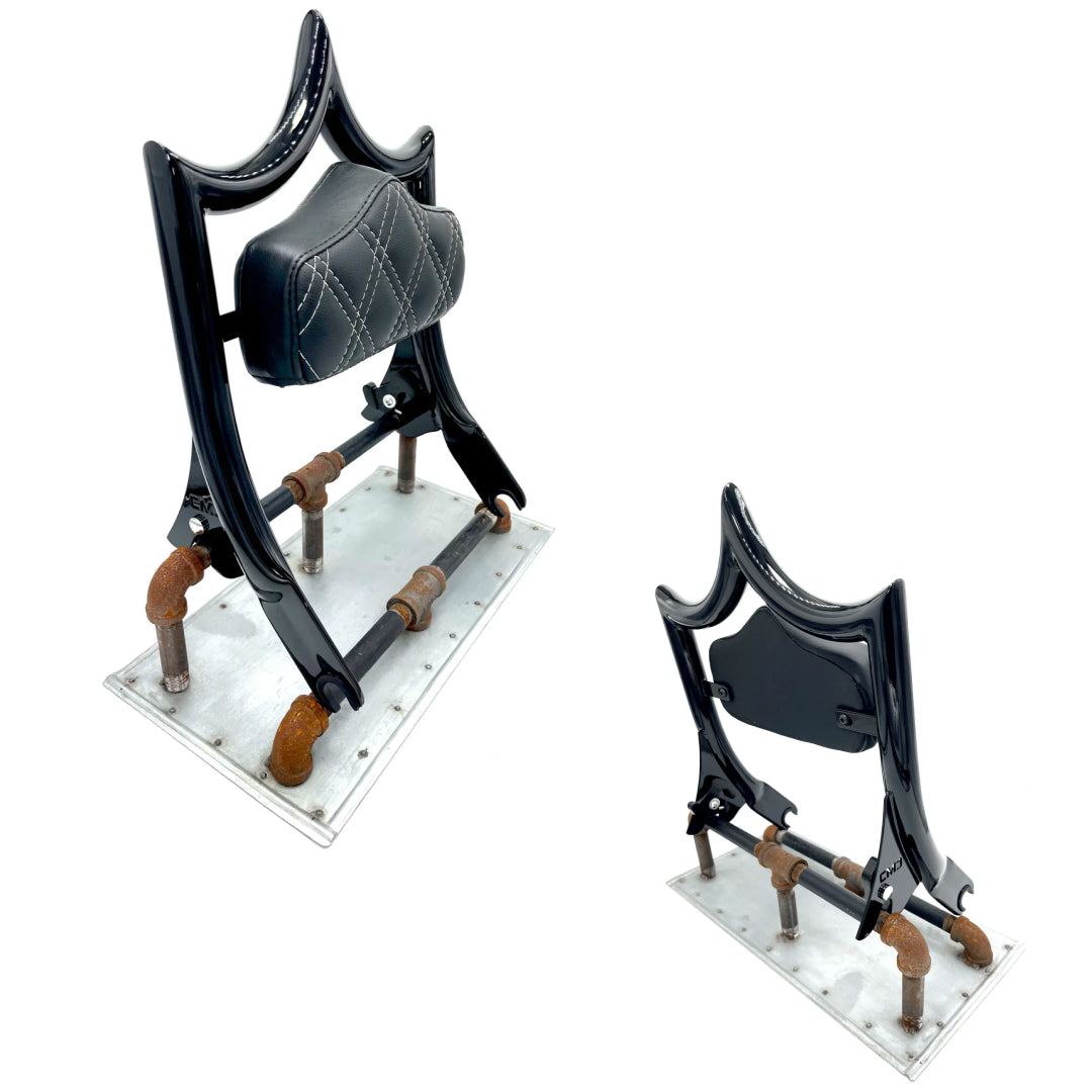 El Rey Backrest | 2009-2023 Classic | Gloss Black White Double Diamond | CMC Motorsports