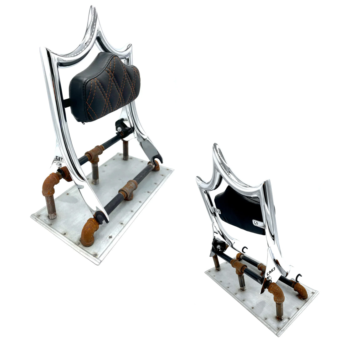 El Rey Backrest | 2009-2025 Classic | Dealer | Show Chrome Orange Double Diamond | CMC Motorsports