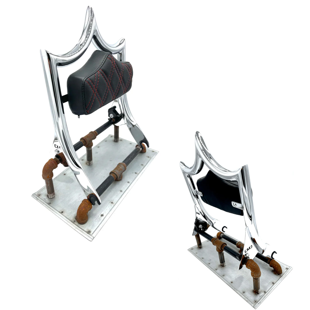 El Rey Backrest | 2009-2025 Classic | Dealer | Show Chrome Red Double Diamond | CMC Motorsports