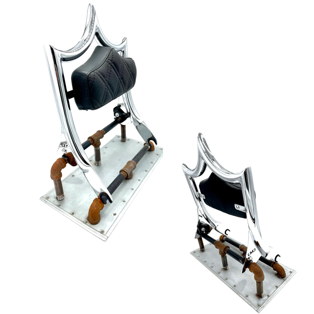 El Rey Backrest | 2009-2023 Classic | Show Chrome Black Double Diamond | CMC Motorsports