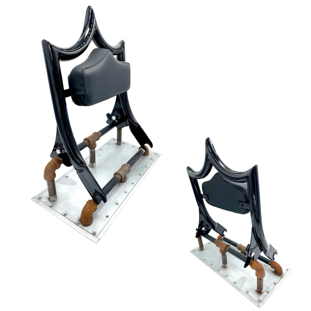 El Rey Backrest | 2009-2023 Classic | Gloss Black Stealth | Solid Black - No Diamond Stitch | CMC Motorsports