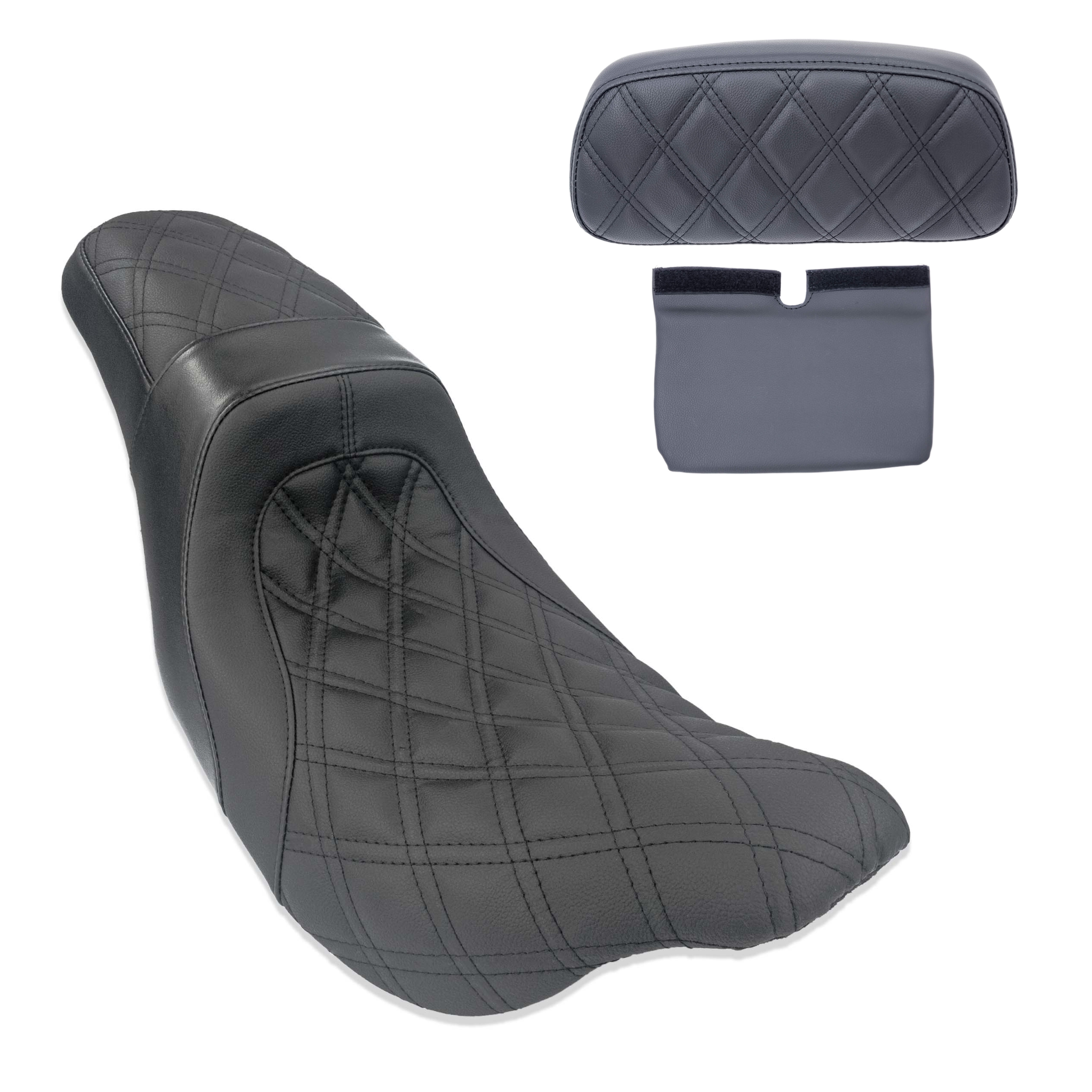 Level-Up Seat & Tour Pak Pad Bundle | 2014-2023 Touring | Black Double Diamond | CMC Motorsports