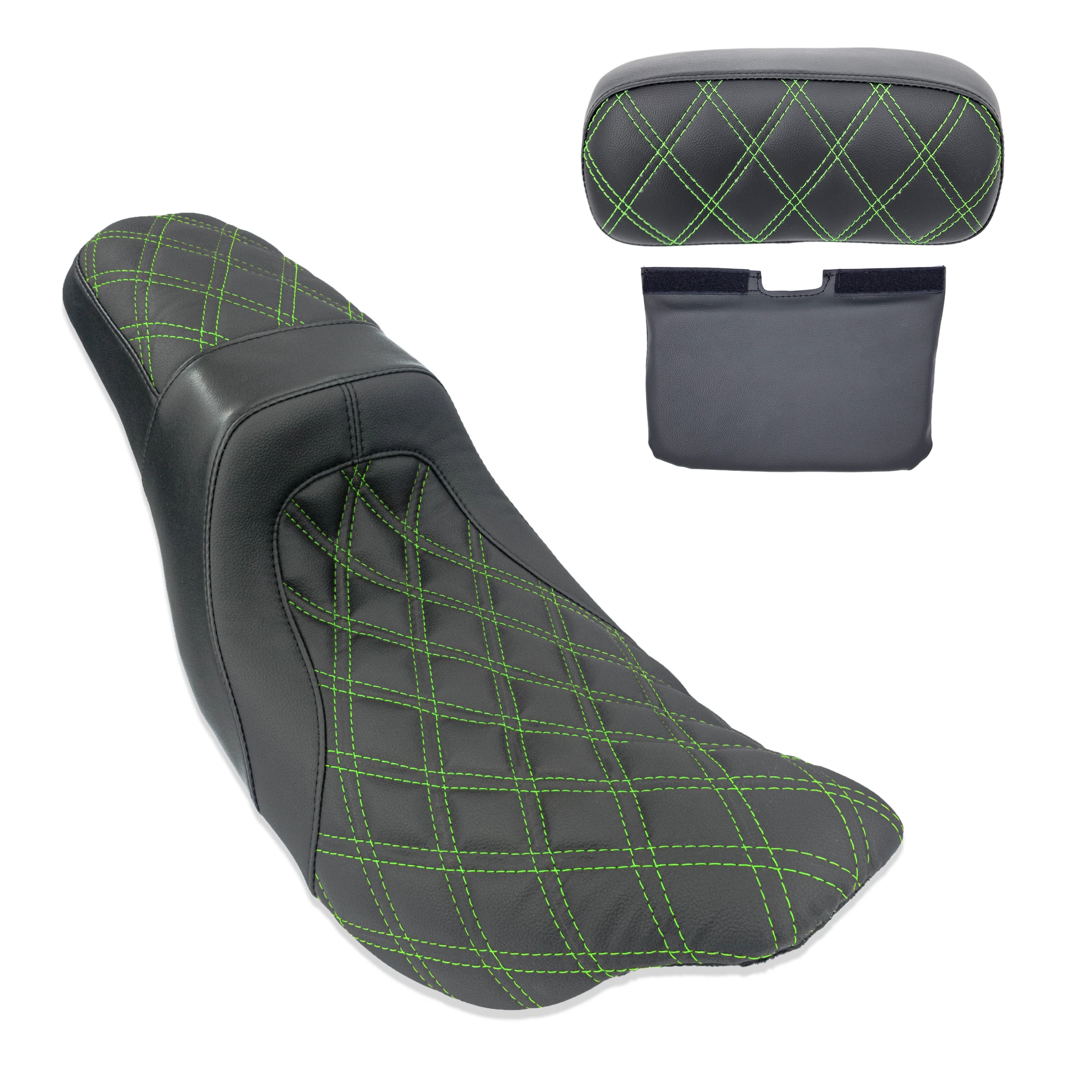 Level-Up Seat & Tour Pak Pad Bundle | 2008-2013 Touring | Green Double Diamond | CMC Motorsports