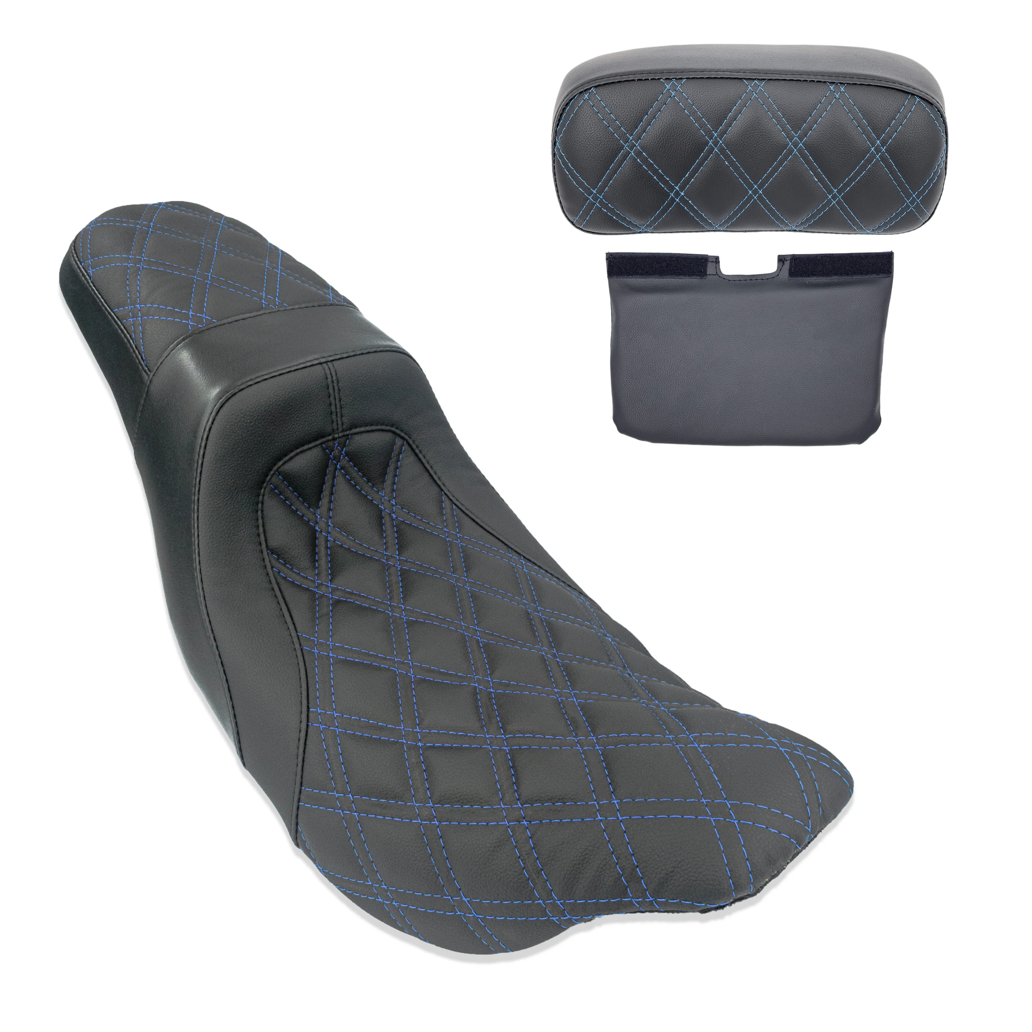 Level-Up Seat & Tour Pak Pad Bundle | 2008-2013 Touring | Blue Double Diamond | CMC Motorsports