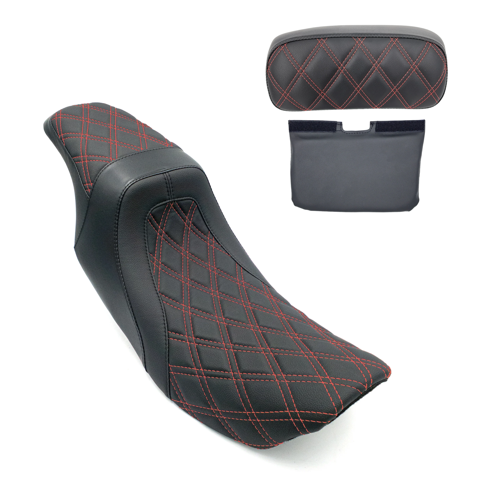 Level-Up Seat & Tour Pak Pad Bundle | 1997-2007 Touring | Red Double Diamond | CMC Motorsports