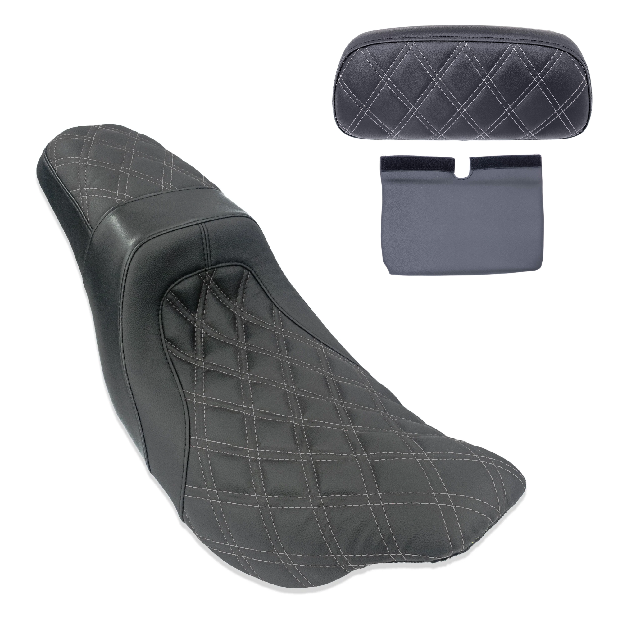 Level-Up Seat & Tour Pak Pad Bundle | 2014-2023 Touring | Charcoal Gray Double Diamond | CMC Motorsports