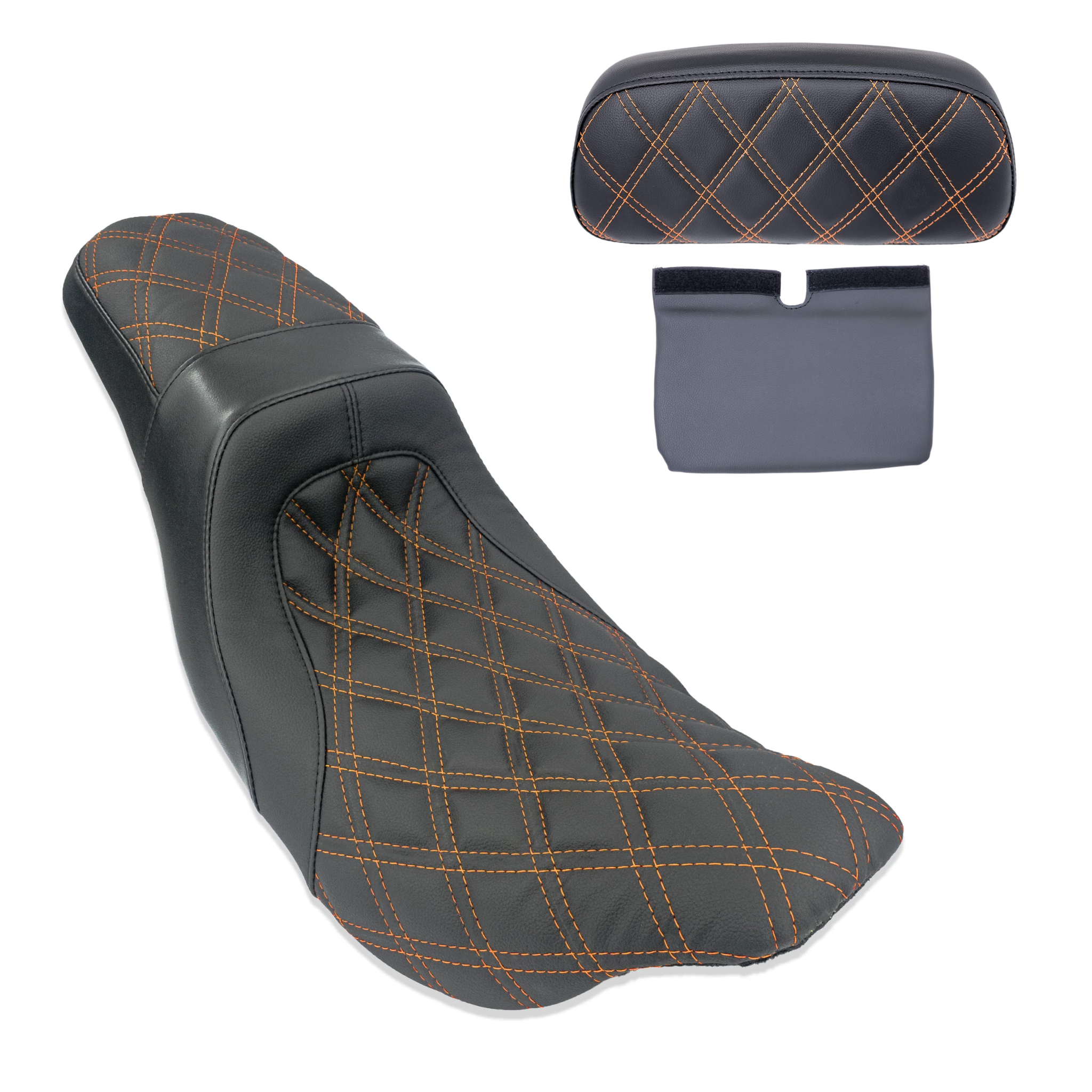Level-Up Seat & Tour Pak Pad Bundle | 2014-2023 Touring | Orange Double Diamond | CMC Motorsports