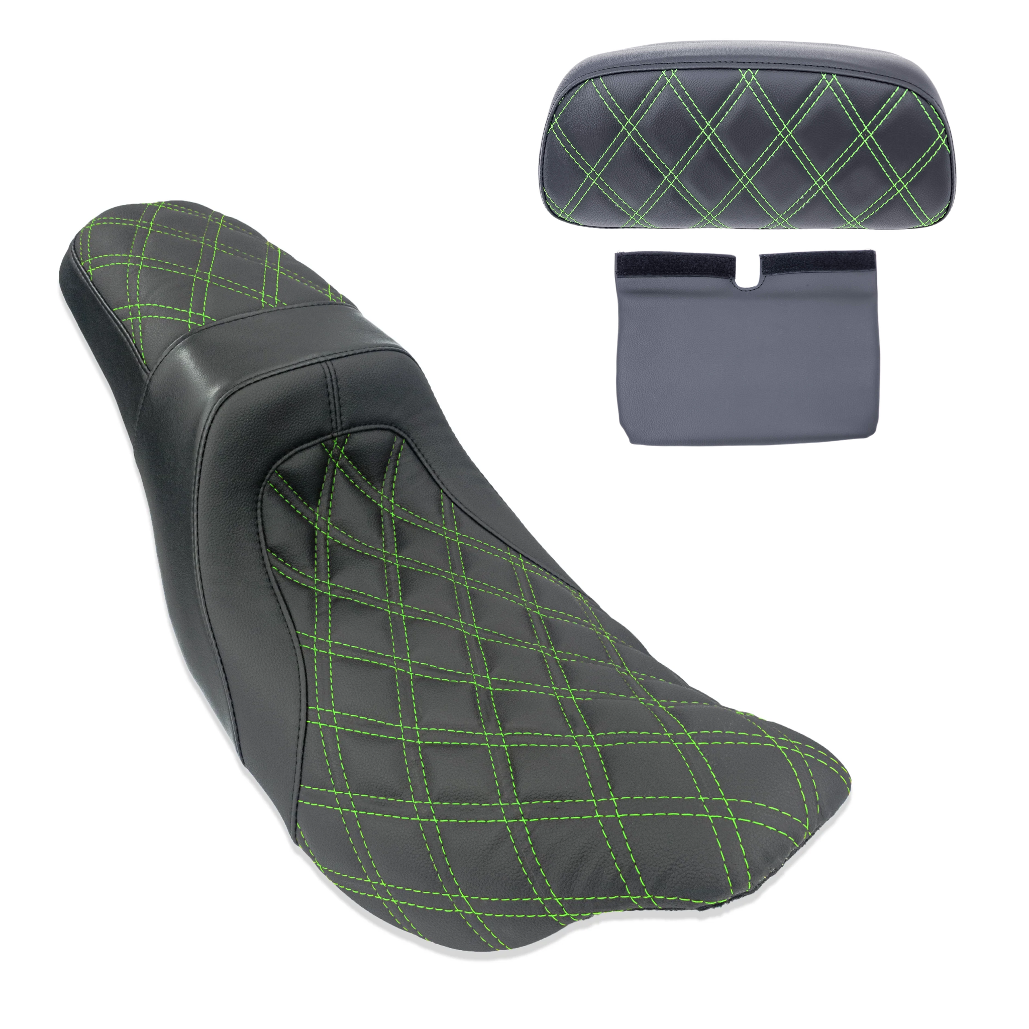 Level-Up Seat & Tour Pak Pad Bundle | 2014-2023 Touring | Green Double Diamond | CMC Motorsports