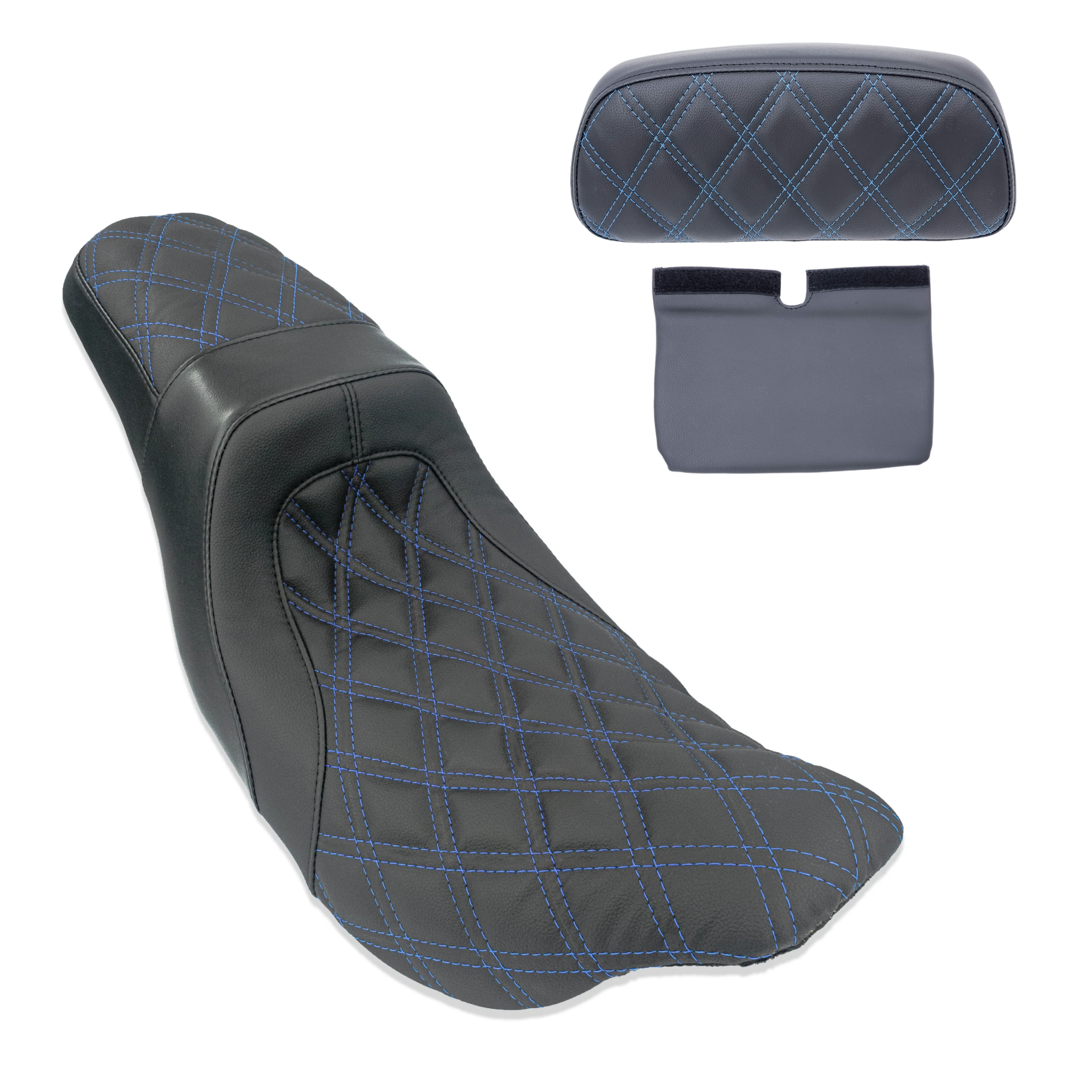 Level-Up Seat & Tour Pak Pad Bundle | 2014-2023 Touring | Blue Double Diamond | CMC Motorsports