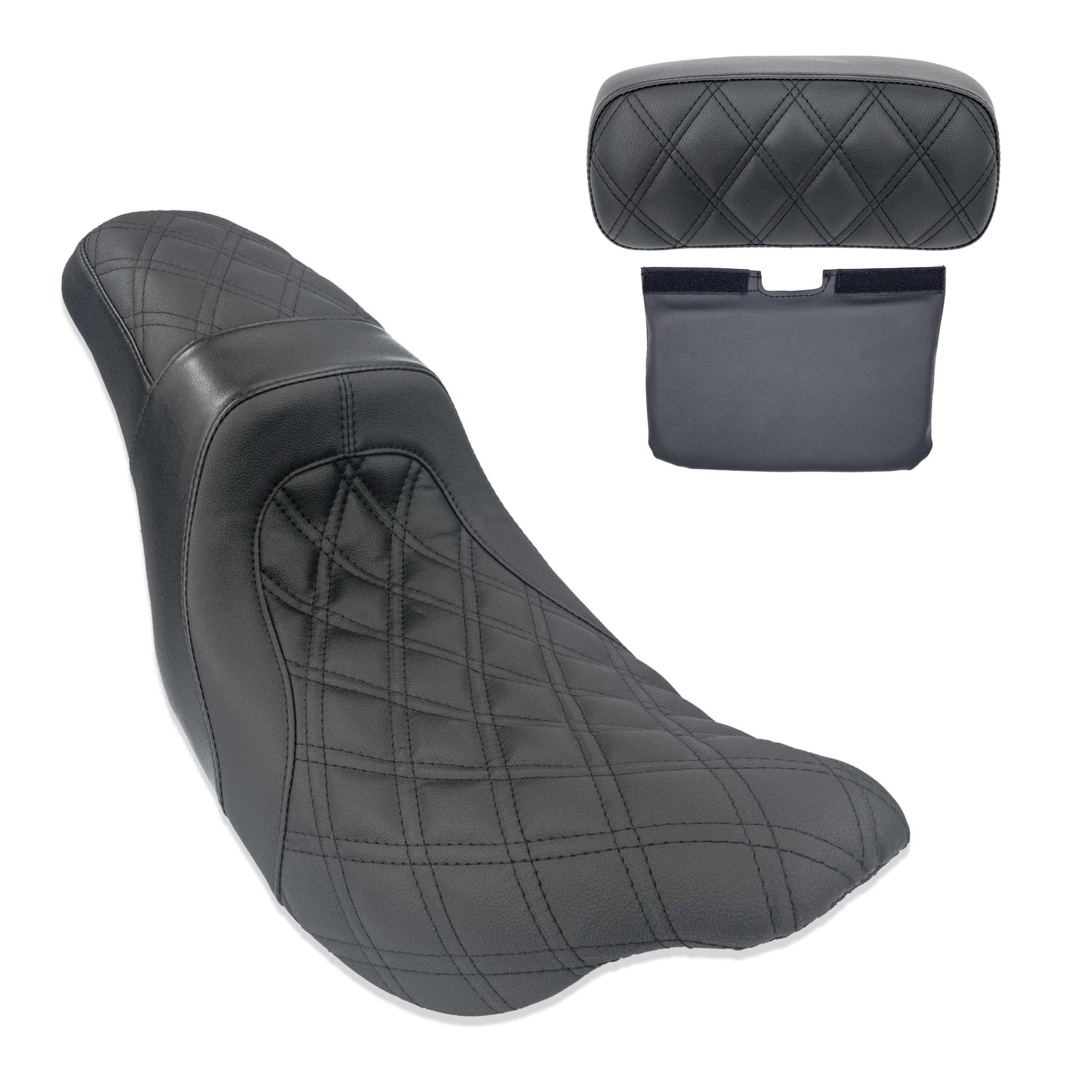 Level-Up Seat & Tour Pak Pad Bundle | 2008-2013 Touring | Charcoal Gray Double Diamond | CMC Motorsports