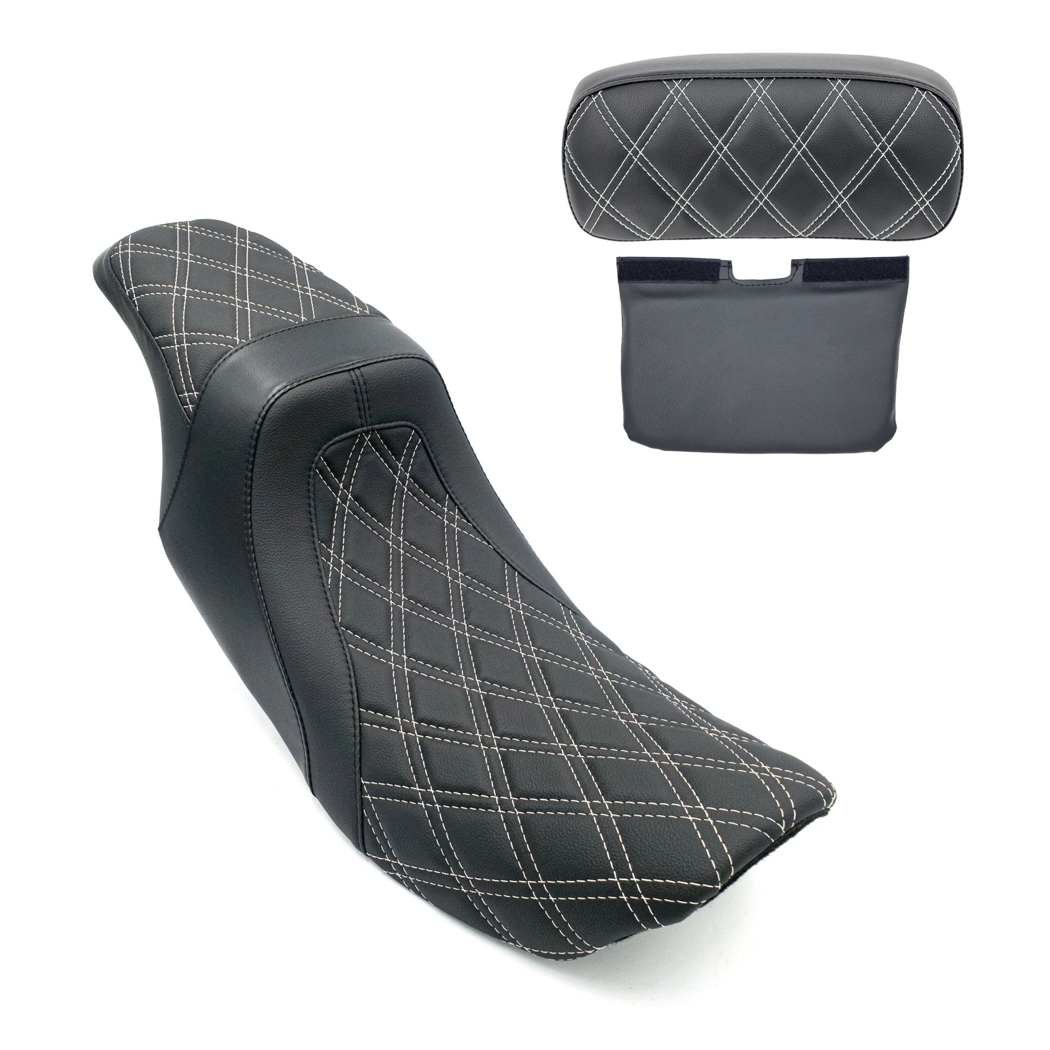 Level-Up Seat & Tour Pak Pad Bundle | 1997-2007 Touring | White Double Diamond | CMC Motorsports