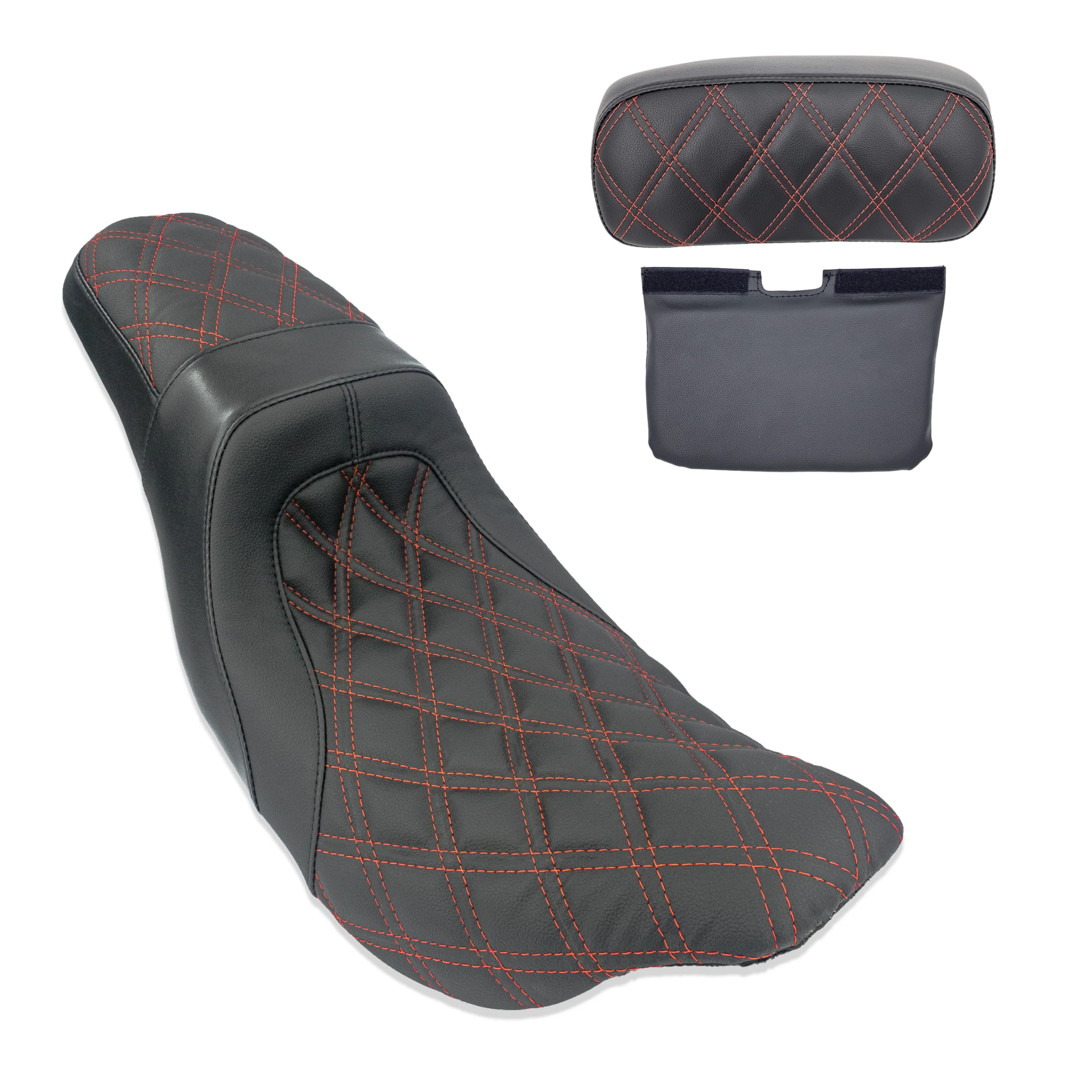 Level-Up Seat & Tour Pak Pad Bundle | 2008-2013 Touring | Red Double Diamond | CMC Motorsports