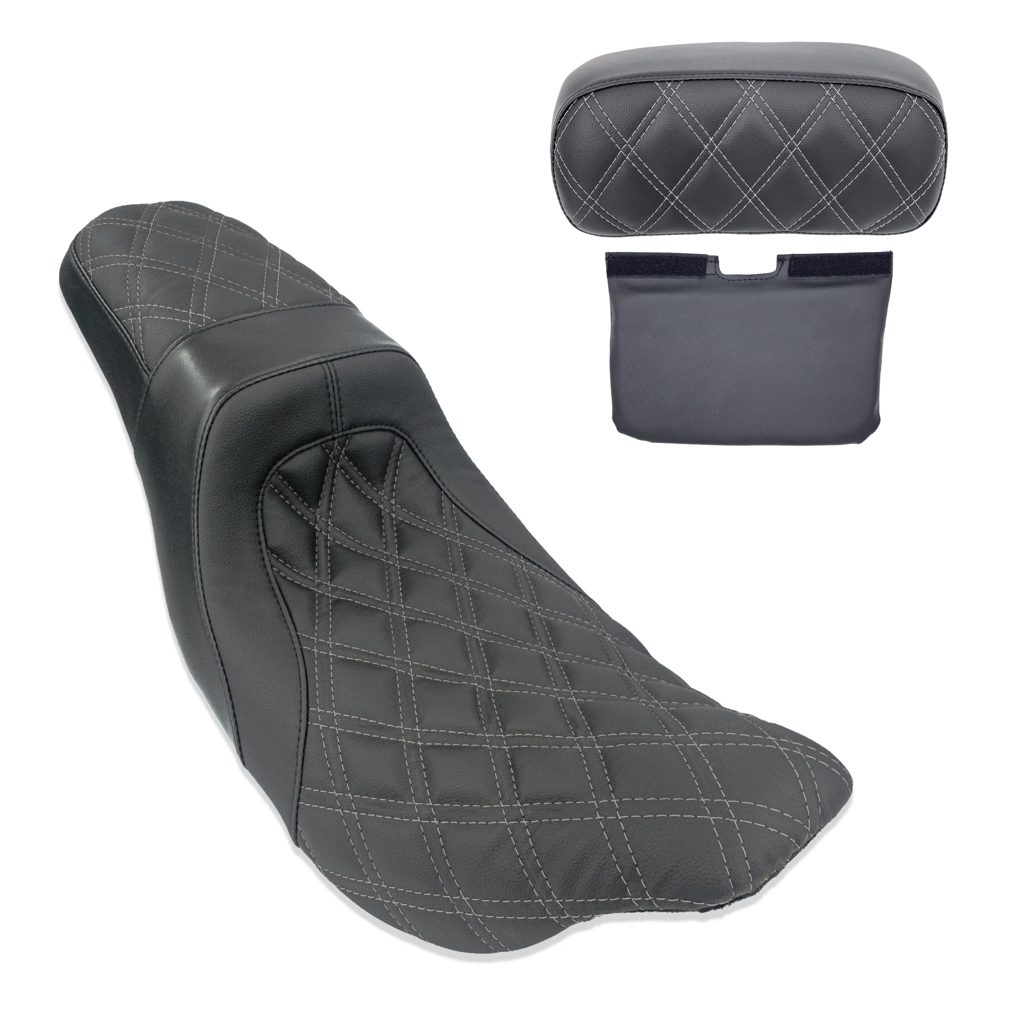 Level-Up Seat & Tour Pak Pad Bundle | 2008-2013 Touring | Black Double Diamond | CMC Motorsports