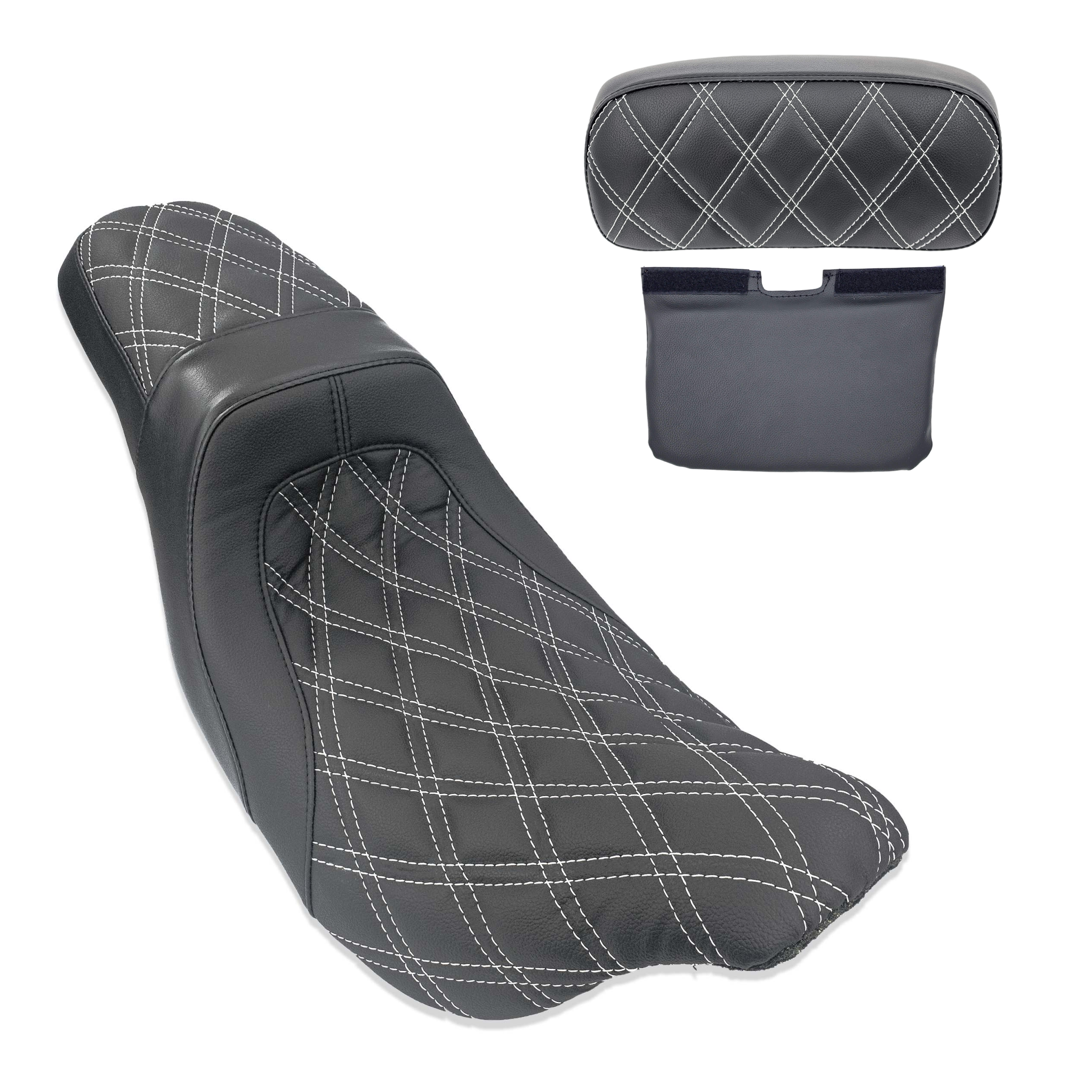Level-Up Seat & Tour Pak Pad Bundle | 2008-2013 Touring | White Double Diamond | CMC Motorsports