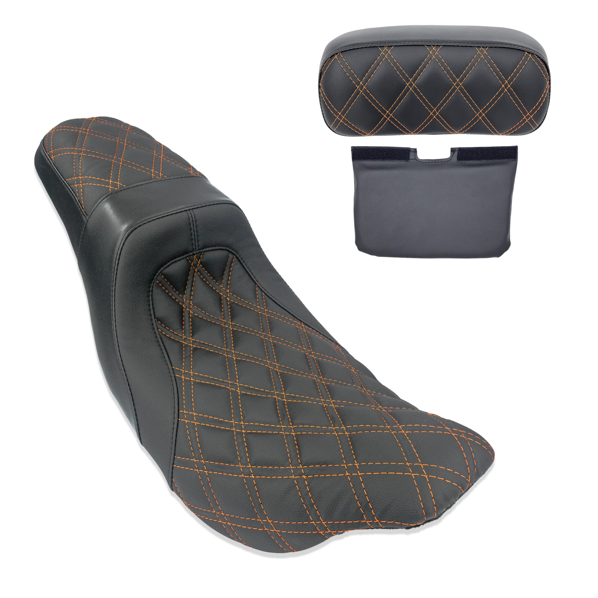 Level-Up Seat & Tour Pak Pad Bundle | 2008-2013 Touring | Orange Double Diamond | CMC Motorsports