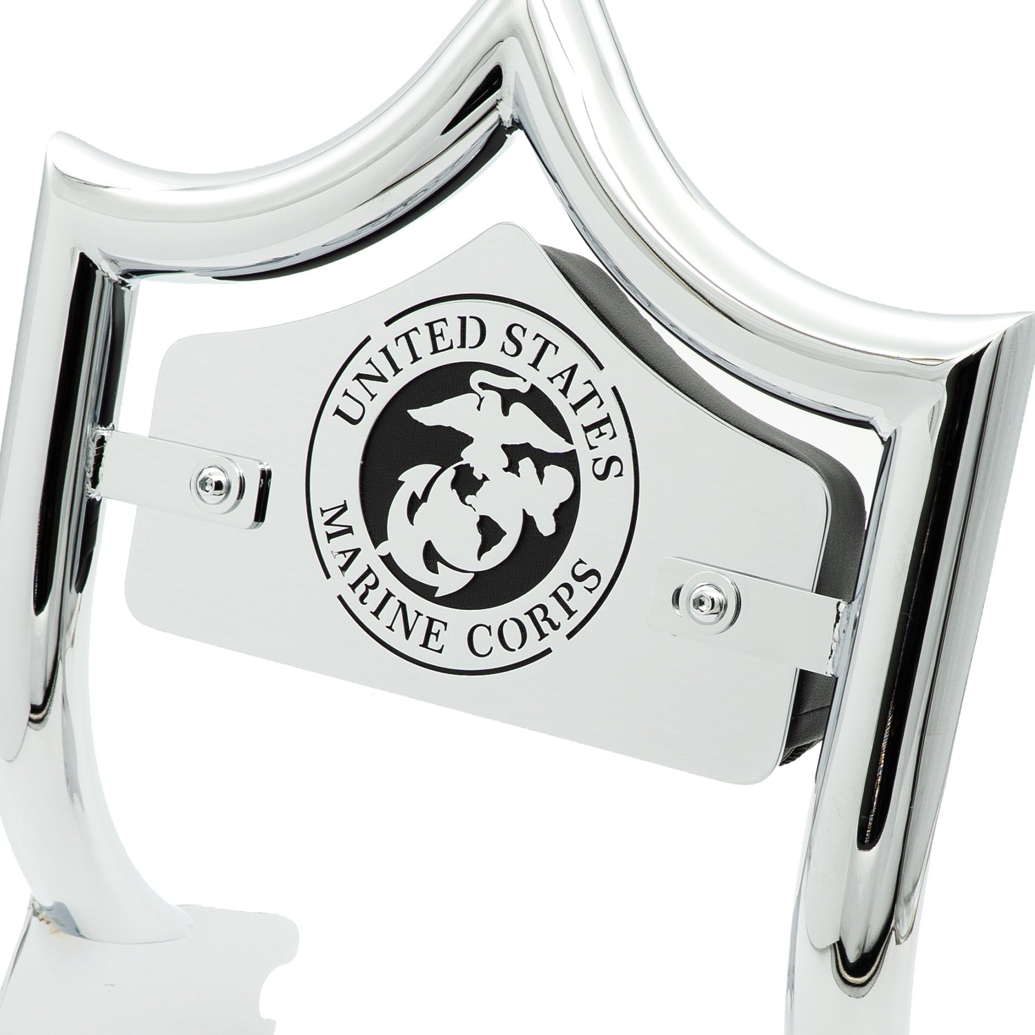SMALL BACKPLATE for El Rey Backrest™ - MARINES (Chrome or Black) | | CMC Motorsports