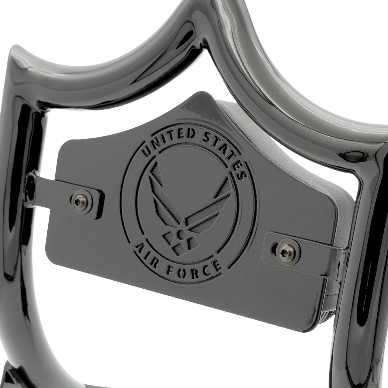SMALL BACKPLATE for El Rey Backrest™ - AIR FORCE (Chrome or Black) | | CMC Motorsports