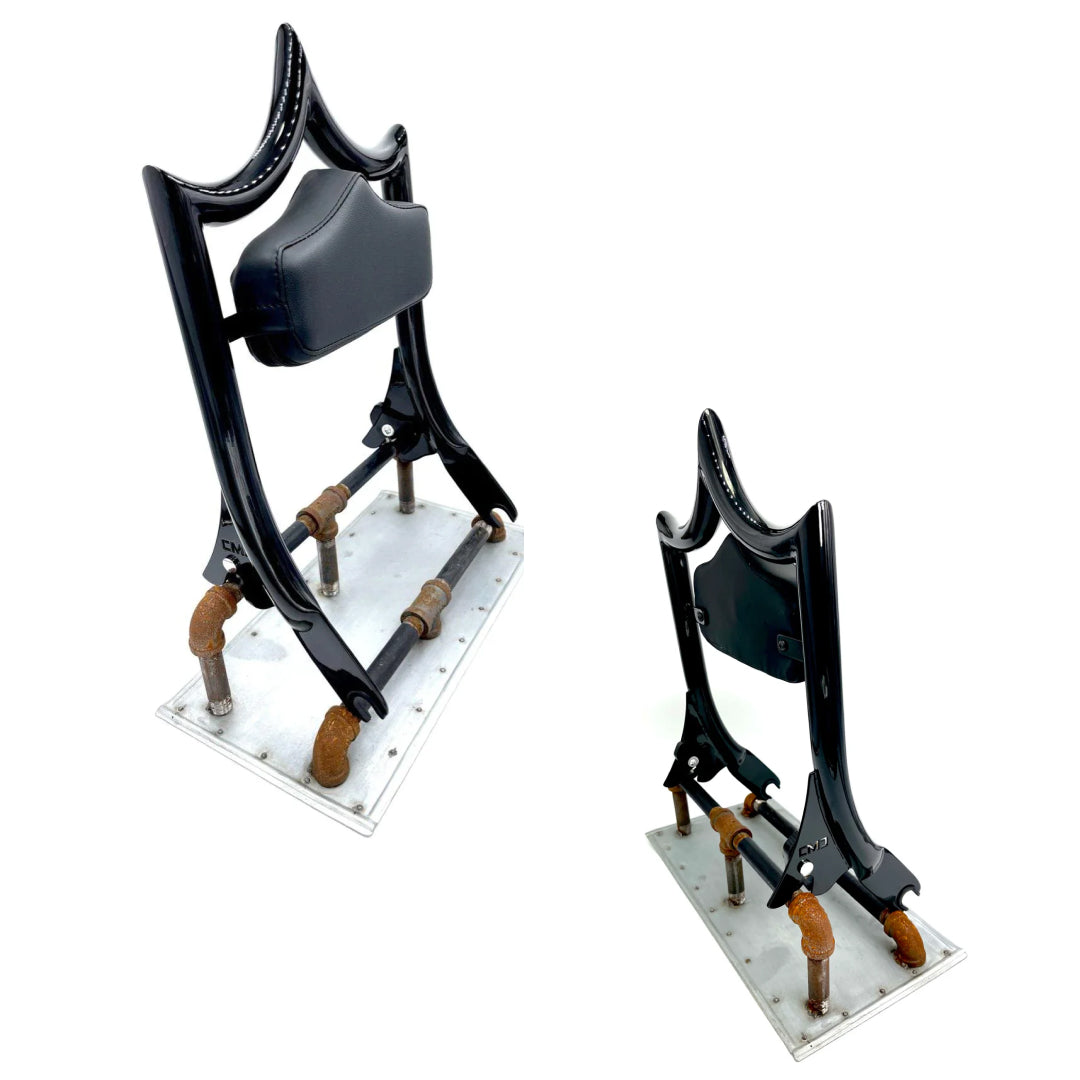 El Rey Backrest | 2009-2023 Dos Equis | Gloss Black Stealth | Solid Black - No Diamond Stitch | CMC Motorsports