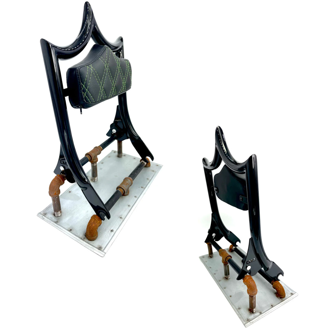 El Rey Backrest | 2009-2023 Dos Equis | Gloss Black Green Double Diamond | CMC Motorsports