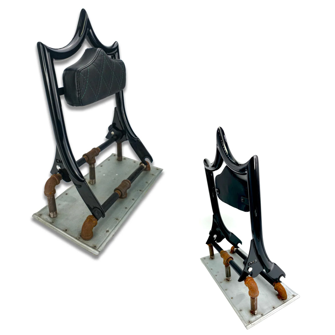 El Rey Backrest | 2009-2025 Dos Equis | Gloss Black Snake Venom Double Diamond | CMC Motorsports