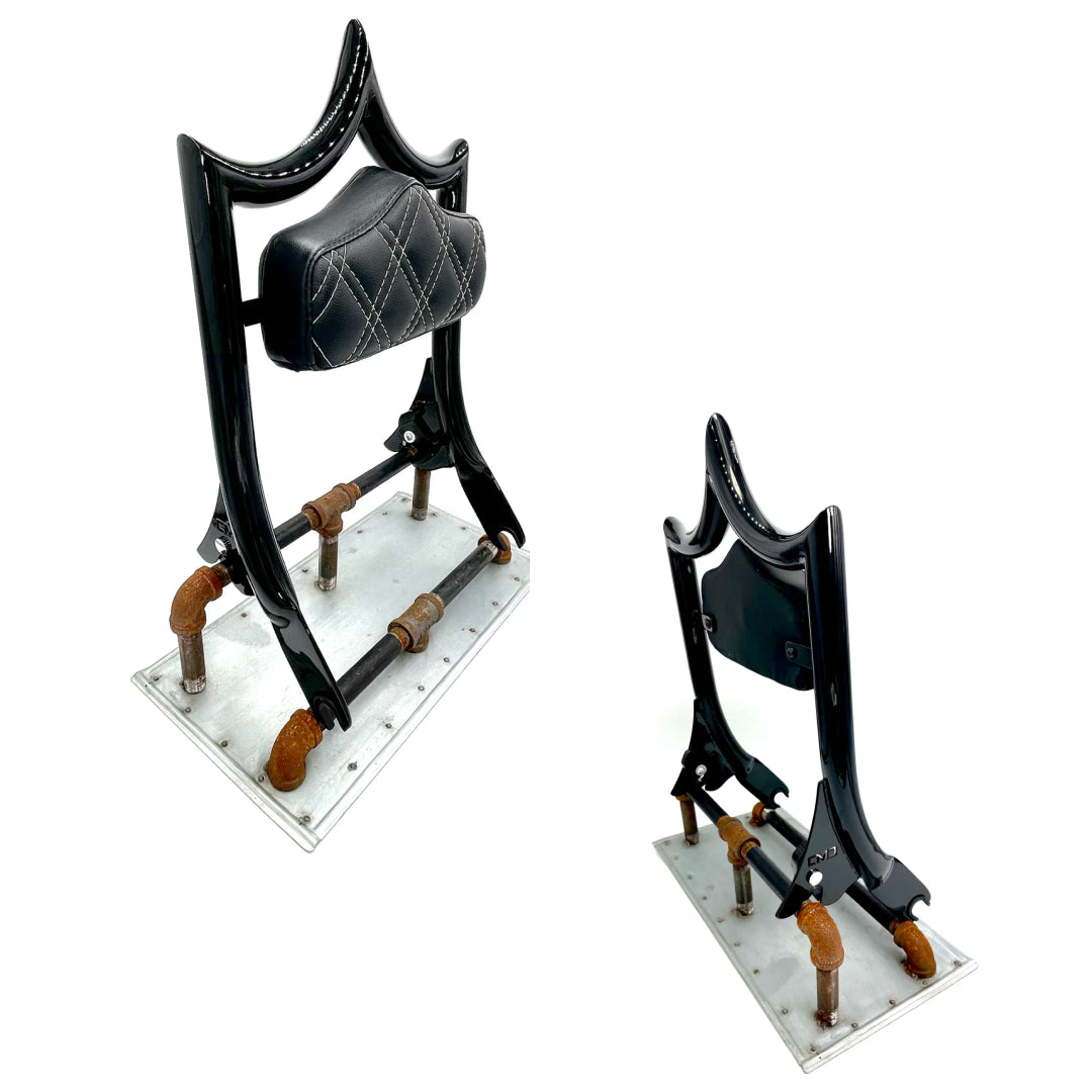 El Rey Backrest | 2009-2025 Dos Equis | Gloss Black White Double Diamond | CMC Motorsports