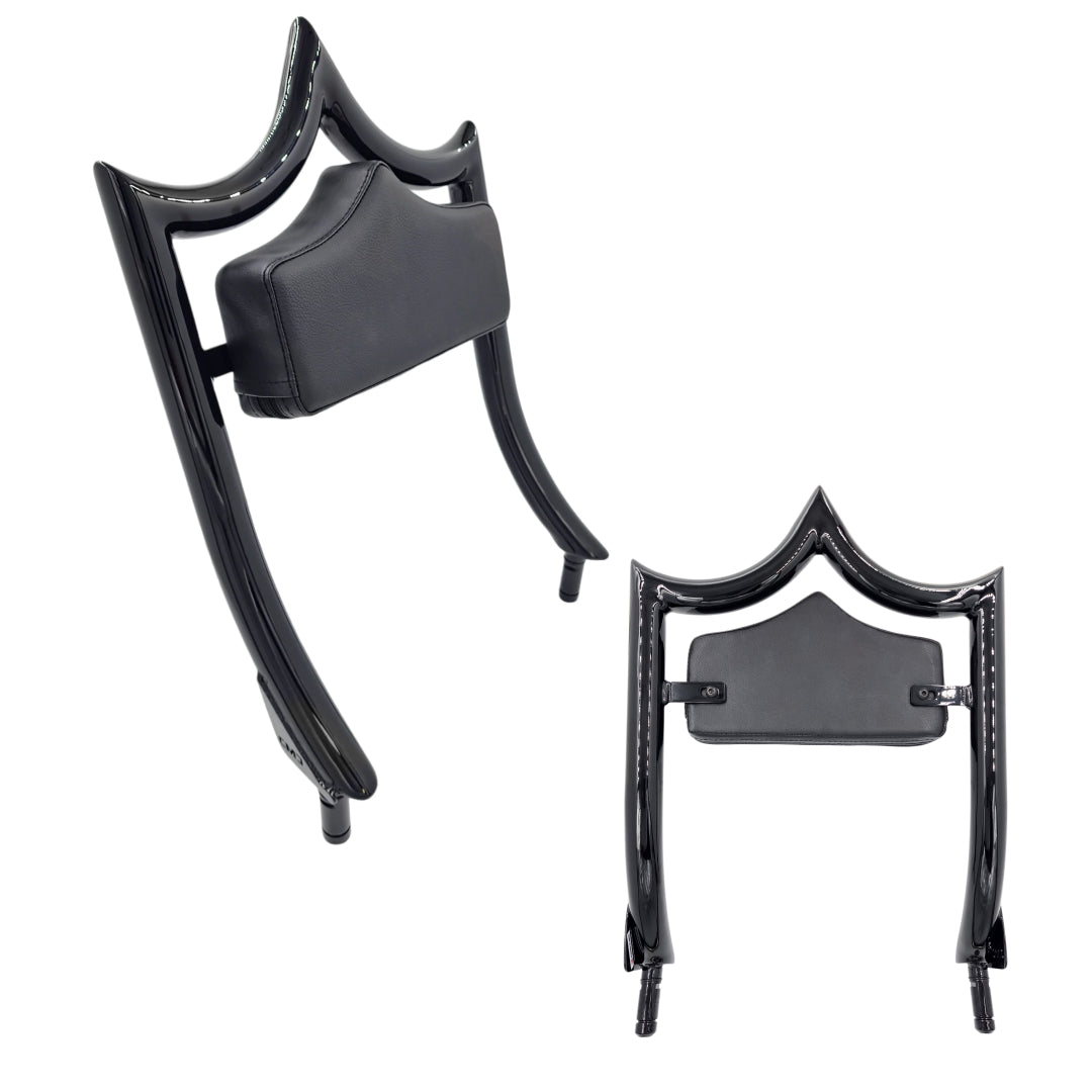 El Rey "TRIKE" Backrest | Gloss Black Stealth | Solid Black - No Diamond Stitch | CMC Motorsports