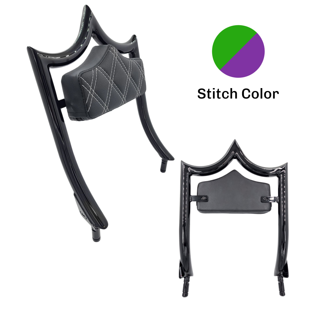 El Rey "TRIKE" Backrest | Gloss Black Snake Venom Double Diamond | CMC Motorsports