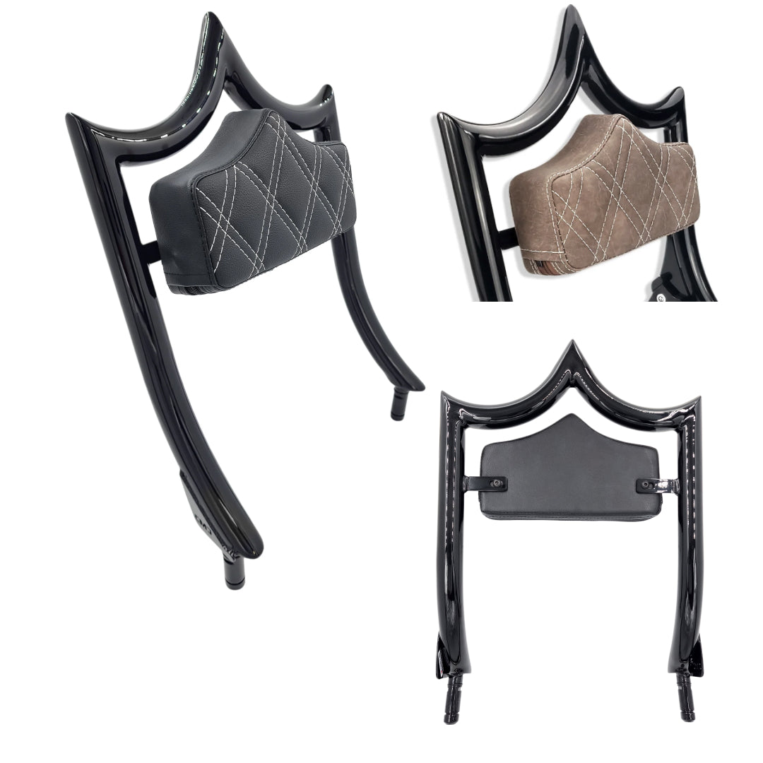 El Rey "TRIKE" Backrest | Gloss Black Viejito Vintage Brown | CMC Motorsports