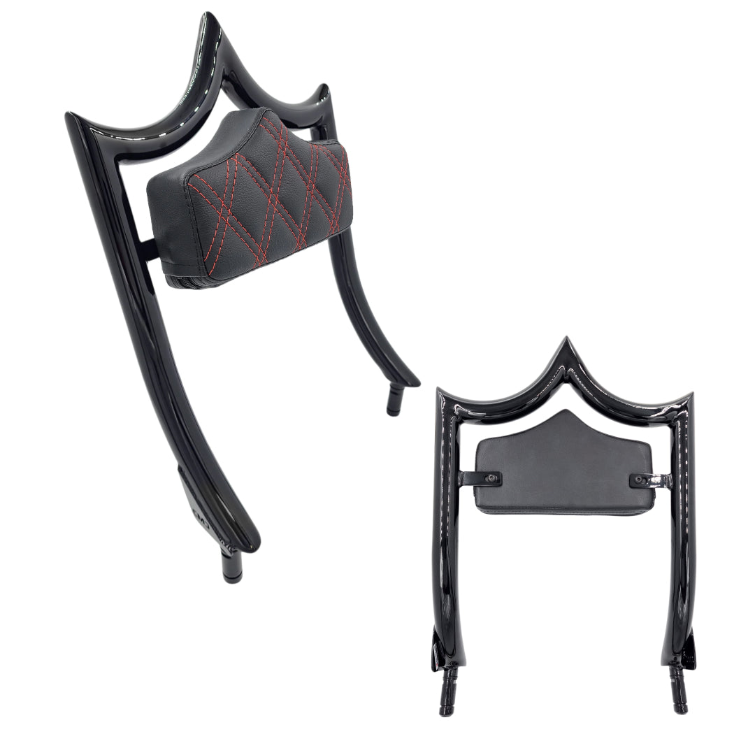 El Rey "TRIKE" Backrest | Gloss Black Red Double Diamond | CMC Motorsports