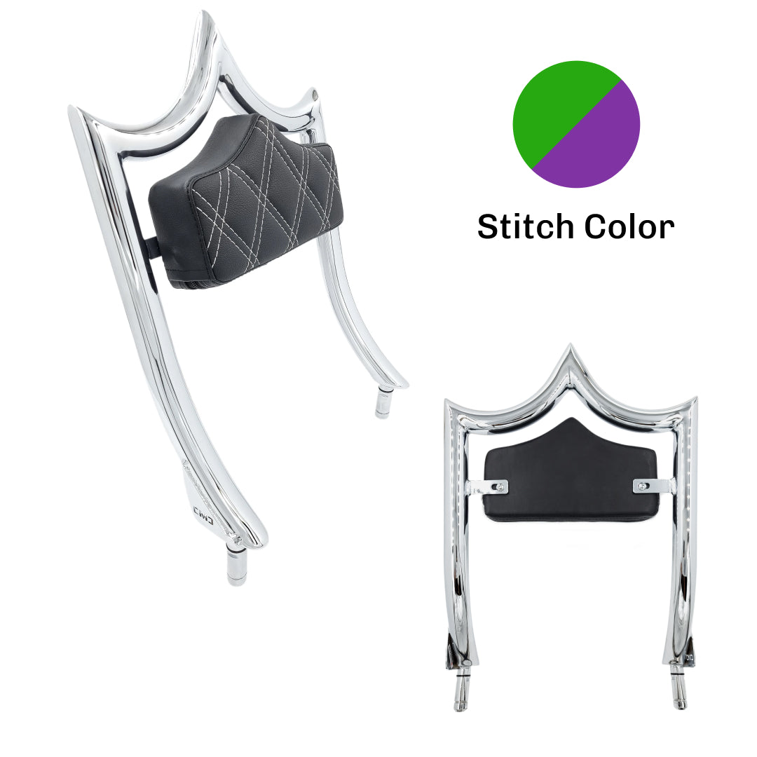 El Rey "TRIKE" Backrest | Show Chrome Snake Venom Double Diamond | CMC Motorsports