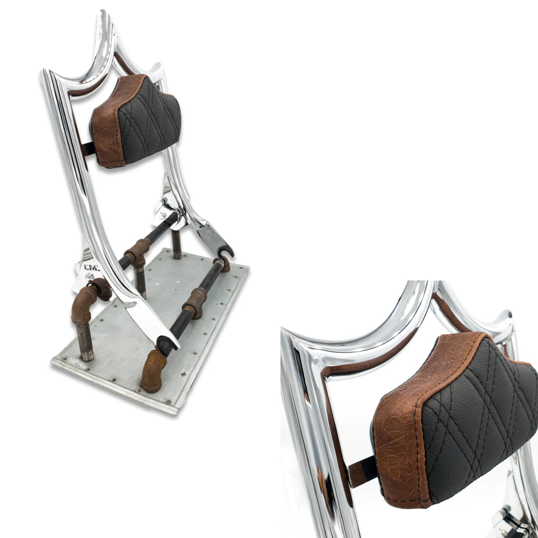 El Rey Backrest | 2009-2025 Dos Equis | Show Chrome Revolver Leather Black Stitch 21 BUSINESS DAY PRODUCTION LEAD TIME | CMC Motorsports