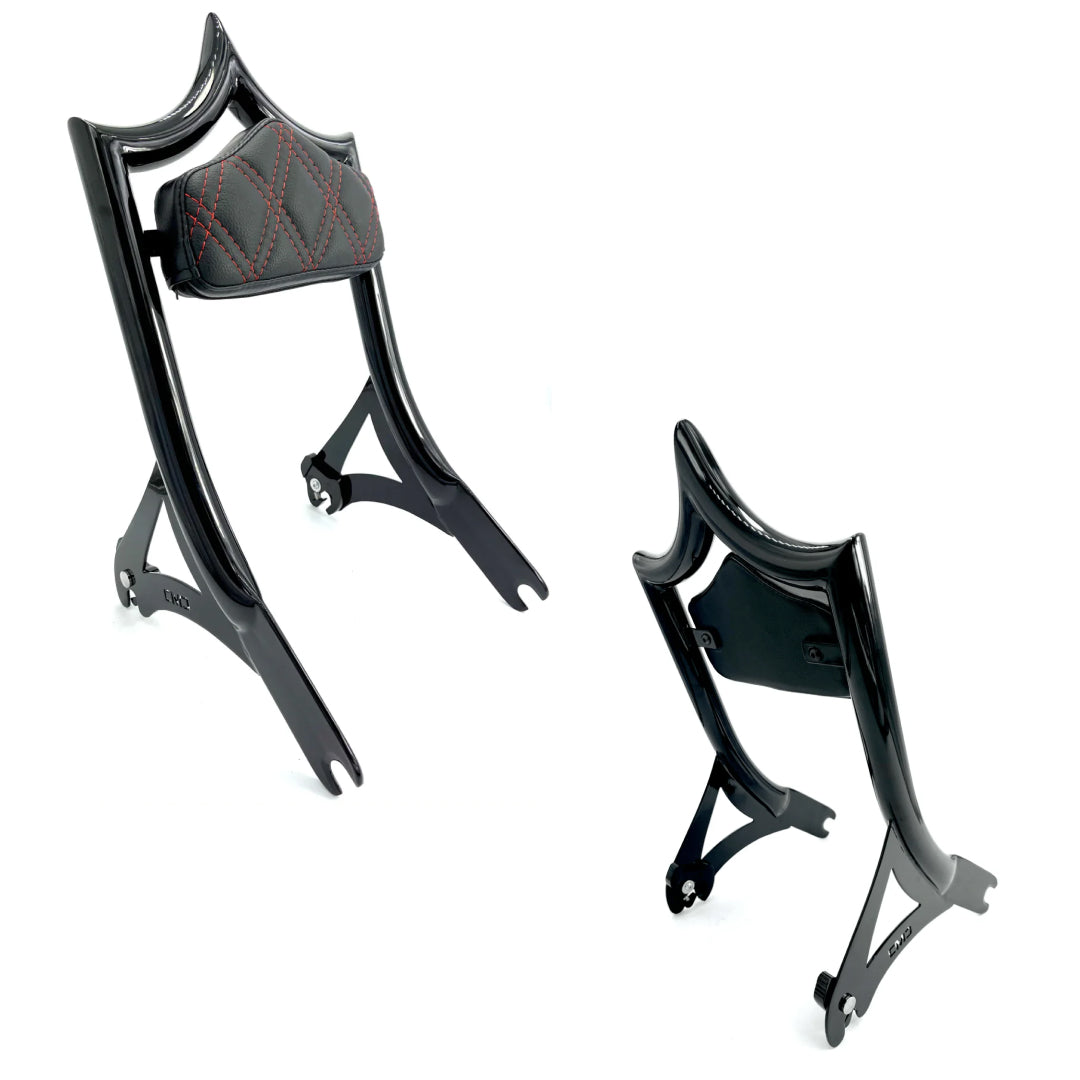 El Rey Backrest | 2000-2017 Softail | Gloss Black Red Double Diamond | CMC Motorsports