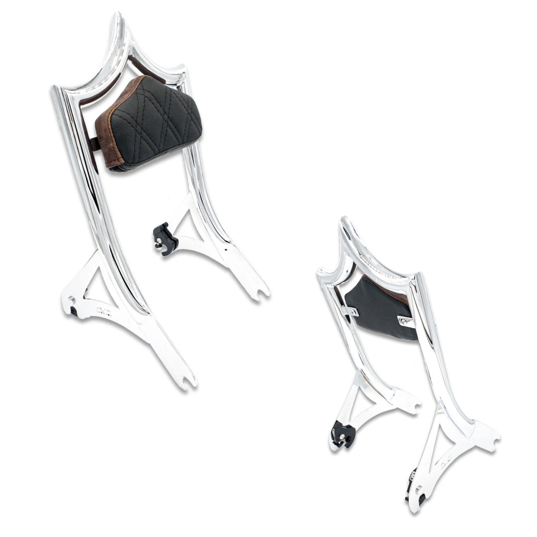 El Rey Backrest | 2000-2017 Softail | Show Chrome BACKORDERED ESTIMATED FULFILLMENT BY NOVEMBER 21 Revolver Leather Black Stitch 21 BUSINESS DAY PRODUCTION LEAD TIME | CMC Motorsports