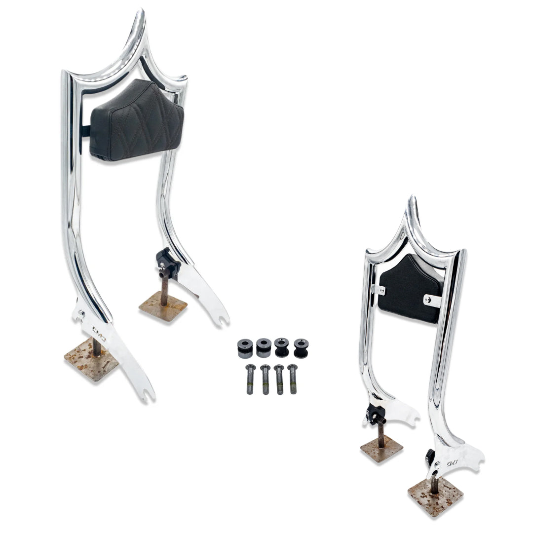 El Rey Backrest | 2018-2025 M8 Softail | Show Chrome Black Double Diamond | CMC Motorsports