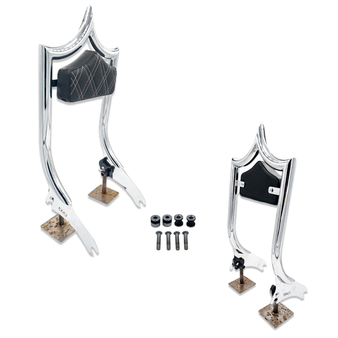 El Rey Backrest | 2018-2025 M8 Softail | Show Chrome White Double Diamond | CMC Motorsports