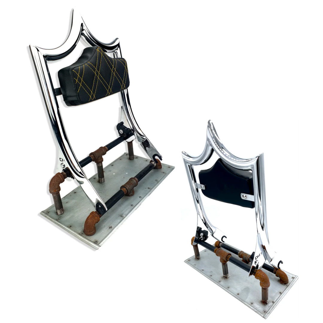 El Rey Backrest | 2009-2025 Dos Equis | Show Chrome Gold Double Diamond | CMC Motorsports