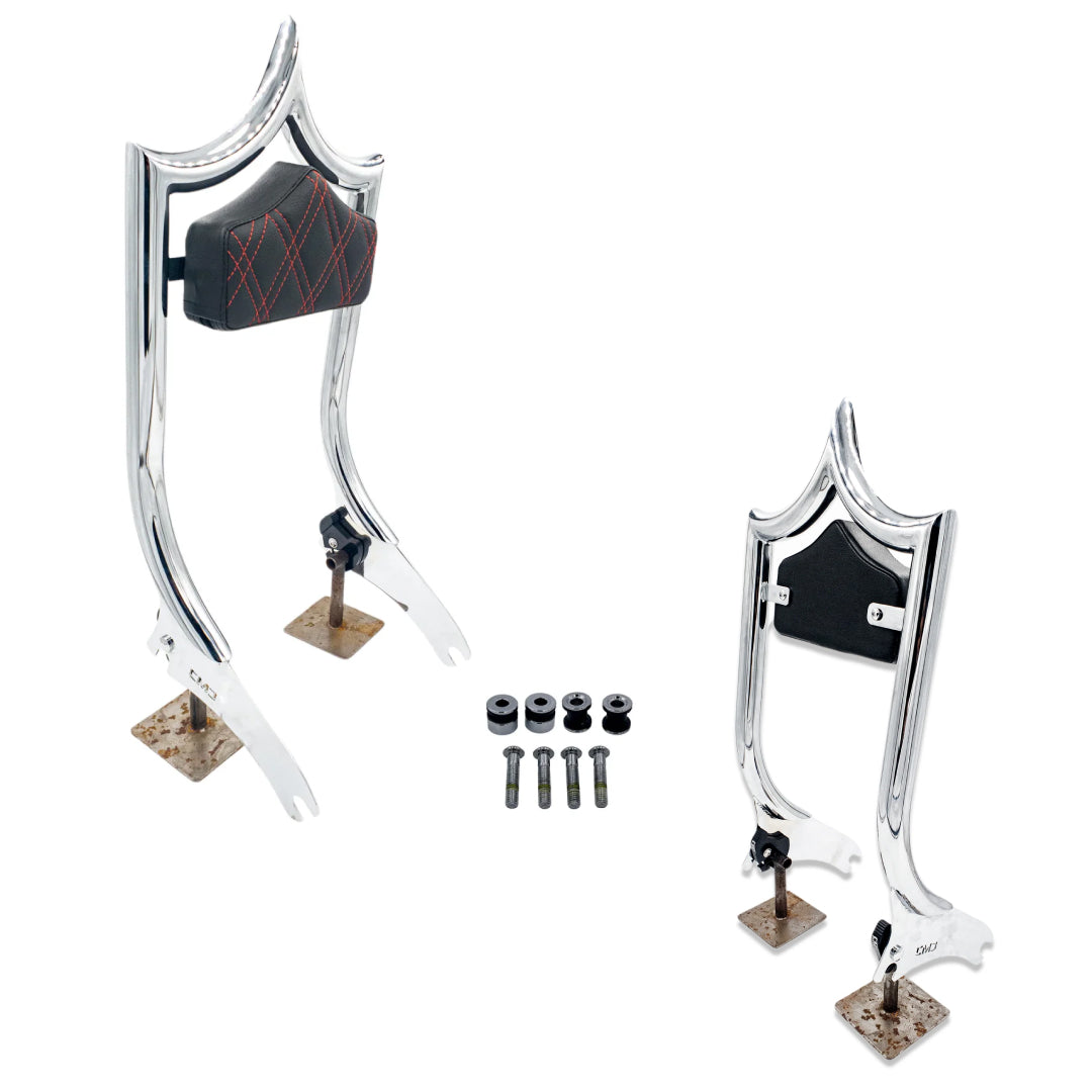 El Rey Backrest | 2018-2026 M8 Softail | Dealer | Show Chrome Red Double Diamond | CMC Motorsports