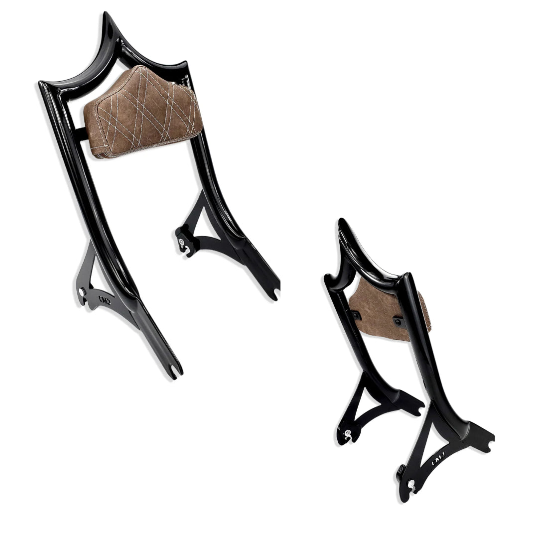 El Rey Backrest | 2000-2017 Softail | Gloss Black Viejito Vintage Brown | CMC Motorsports