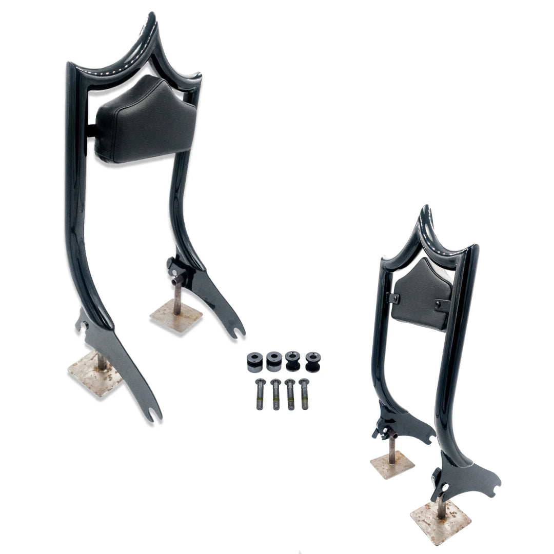 El Rey Backrest | 2018-2026 M8 Softail | Dealer | Gloss Black Stealth | Solid Black - No Diamond Stitch | CMC Motorsports