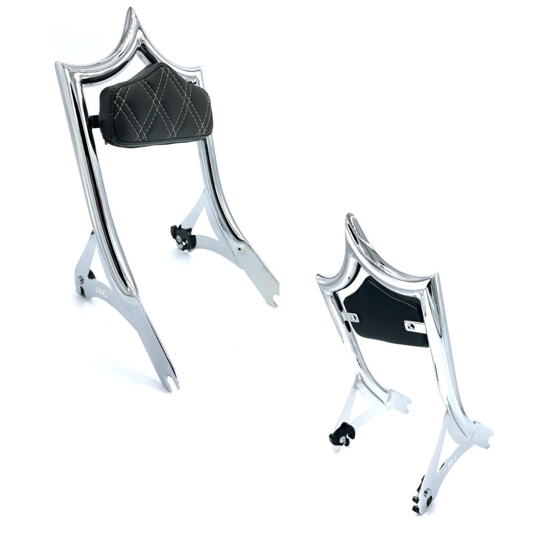 El Rey Backrest | 2000-2017 Softail | Show Chrome BACKORDERED ESTIMATED FULFILLMENT BY JANUARY 9 White Double Diamond | CMC Motorsports