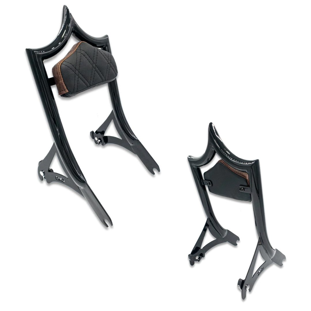 El Rey Backrest | 2000-2017 Softail | Gloss Black Revolver Leather Black Stitch 21 BUSINESS DAY PRODUCTION LEAD TIME | CMC Motorsports