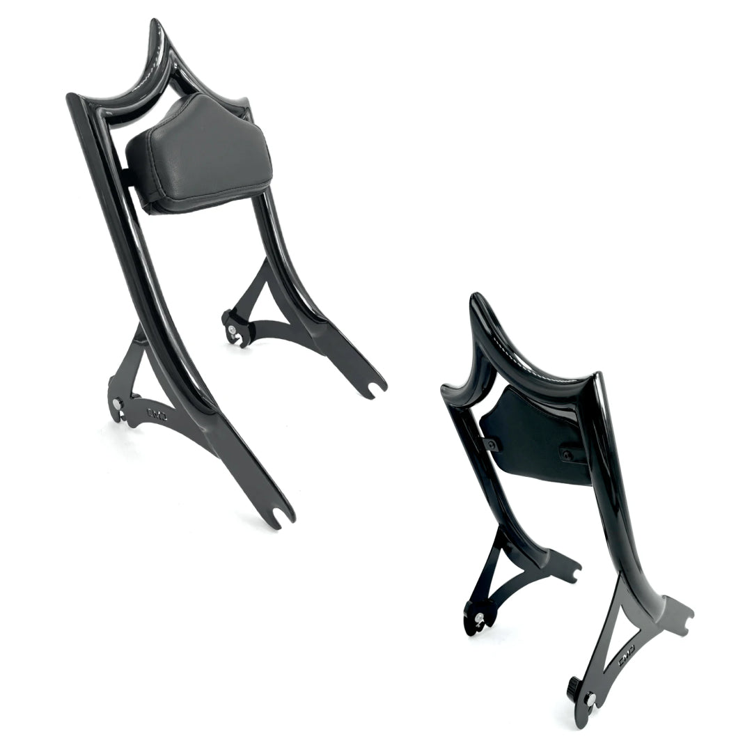 El Rey Backrest | 2000-2017 Softail | Gloss Black Stealth | Solid Black - No Diamond Stitch | CMC Motorsports