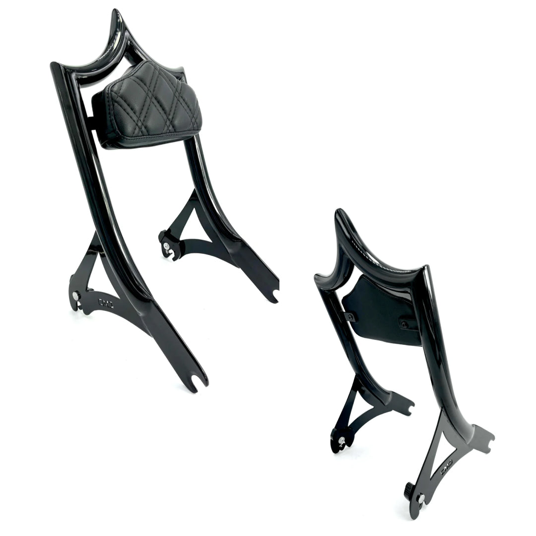 El Rey Backrest | 2000-2017 Softail | Gloss Black Black Double Diamond | CMC Motorsports