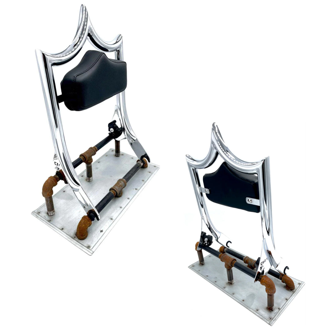 El Rey Backrest | 2009-2025 Dos Equis | Show Chrome Stealth | Solid Black - No Diamond Stitch | CMC Motorsports