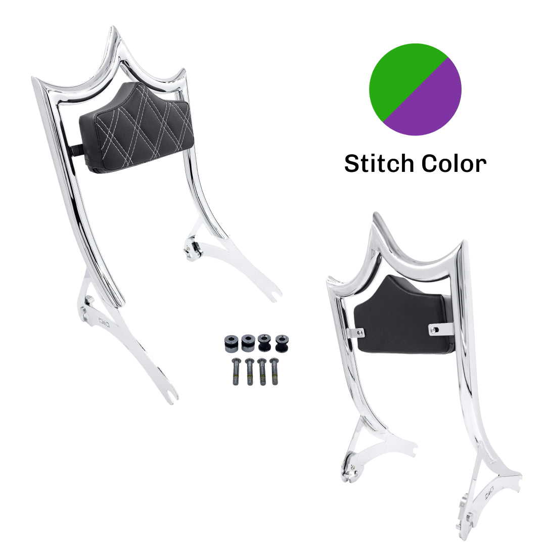 El Rey Backrest | Wide (Fat Boy & Breakout) | Show Chrome Snake Venom Double Diamond | CMC Motorsports