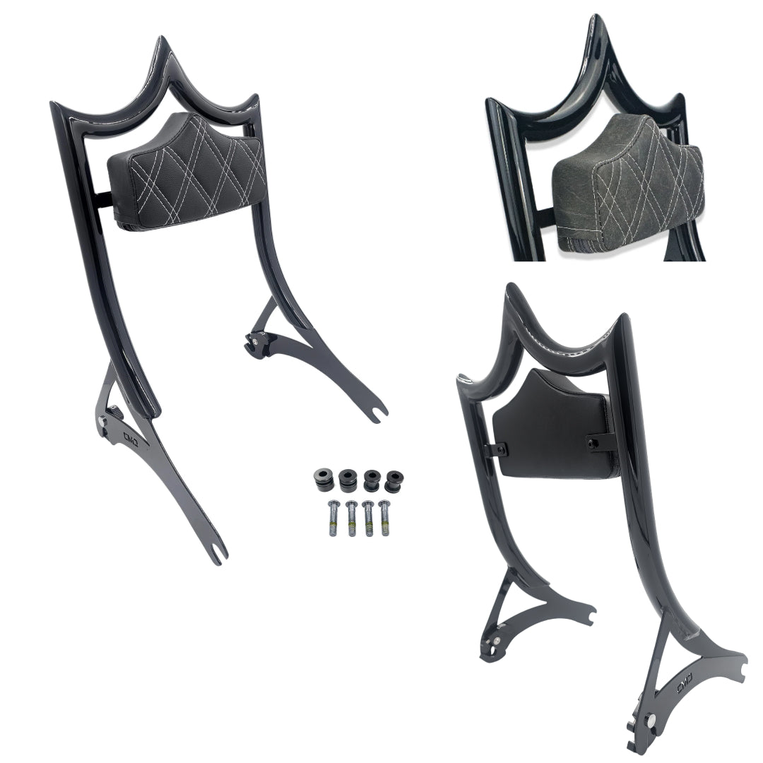 El Rey Backrest | Wide (Fat Boy & Breakout) | Gloss Black Viejito Vintage Black | CMC Motorsports