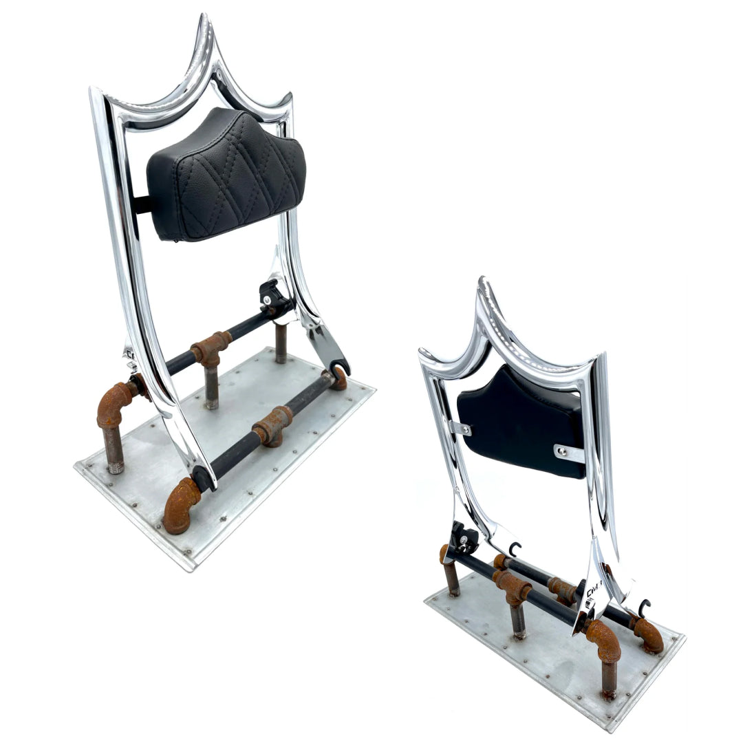 El Rey Backrest | 2009-2025 Dos Equis | Show Chrome Black Double Diamond | CMC Motorsports