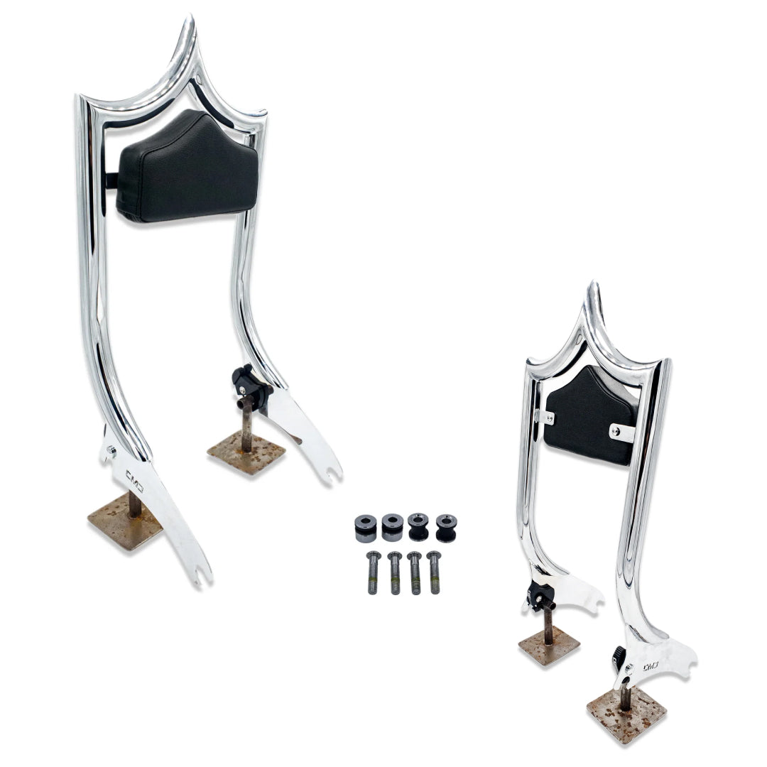 El Rey Backrest | 2018-2026 M8 Softail | Dealer | Show Chrome Stealth | Solid Black - No Diamond Stitch | CMC Motorsports