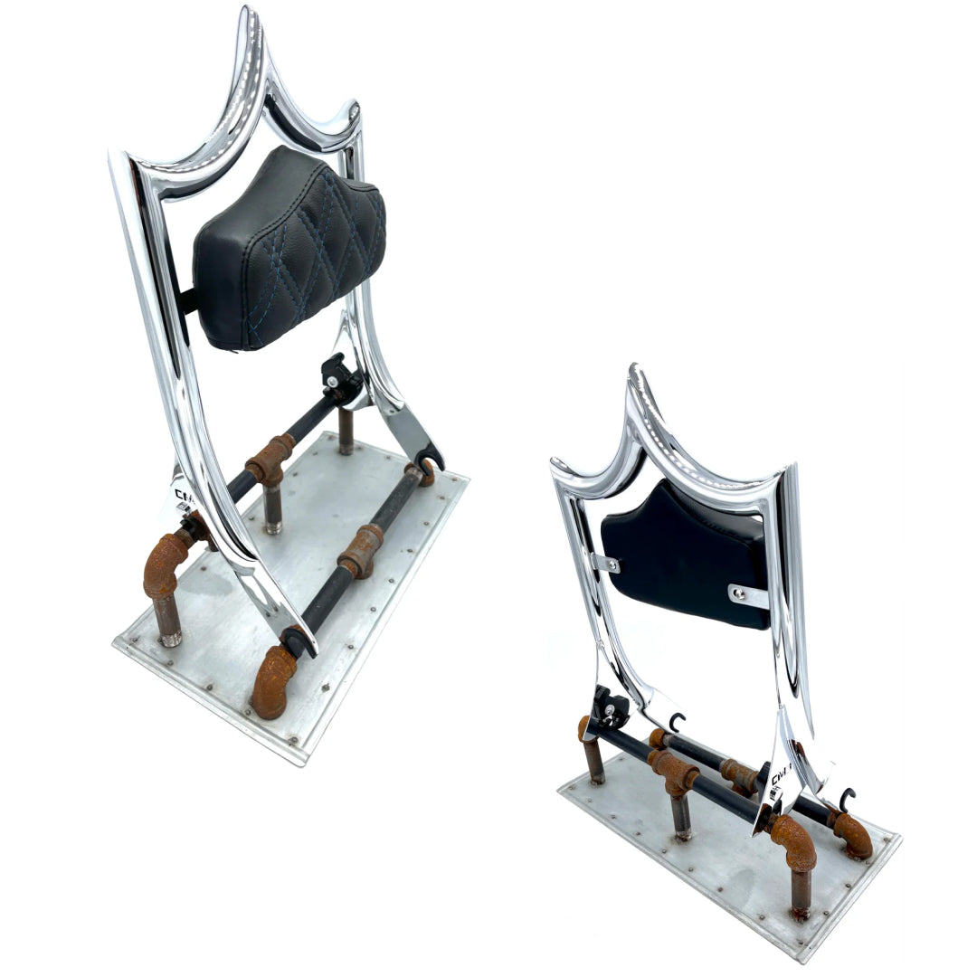 El Rey Backrest | 2009-2025 Dos Equis | Show Chrome Blue Double Diamond | CMC Motorsports